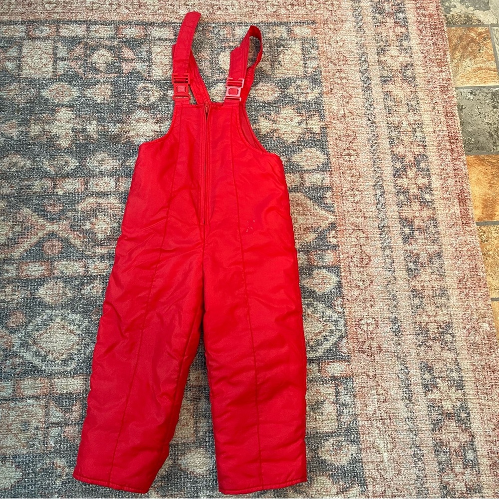Kids Red Snow Bibs - Red snowsuit size 4